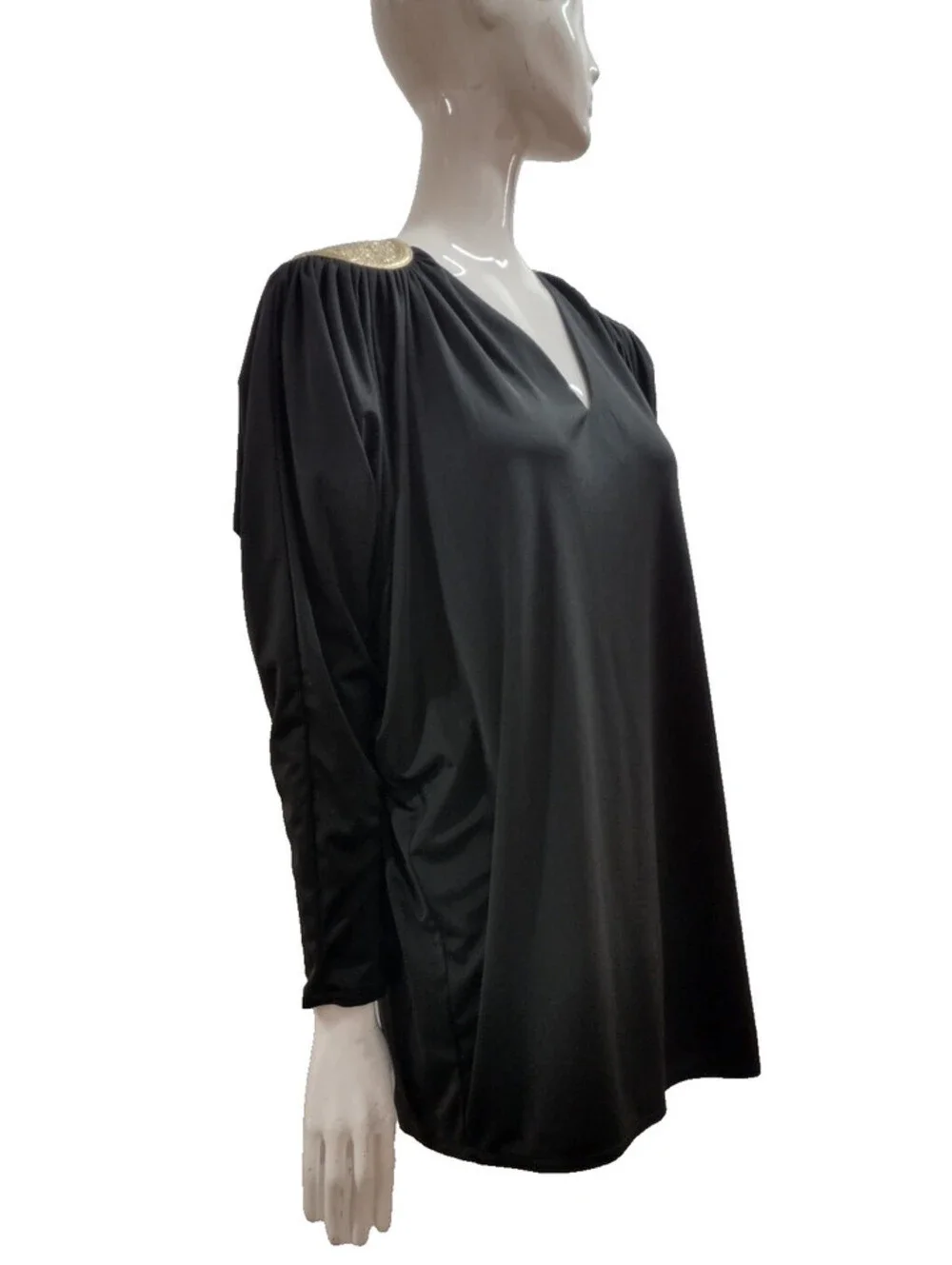 Bill Tice Black Disco Mini Dress Long Sleeve Studio 54 Chic AVANTE-GARDE 70s M/L
